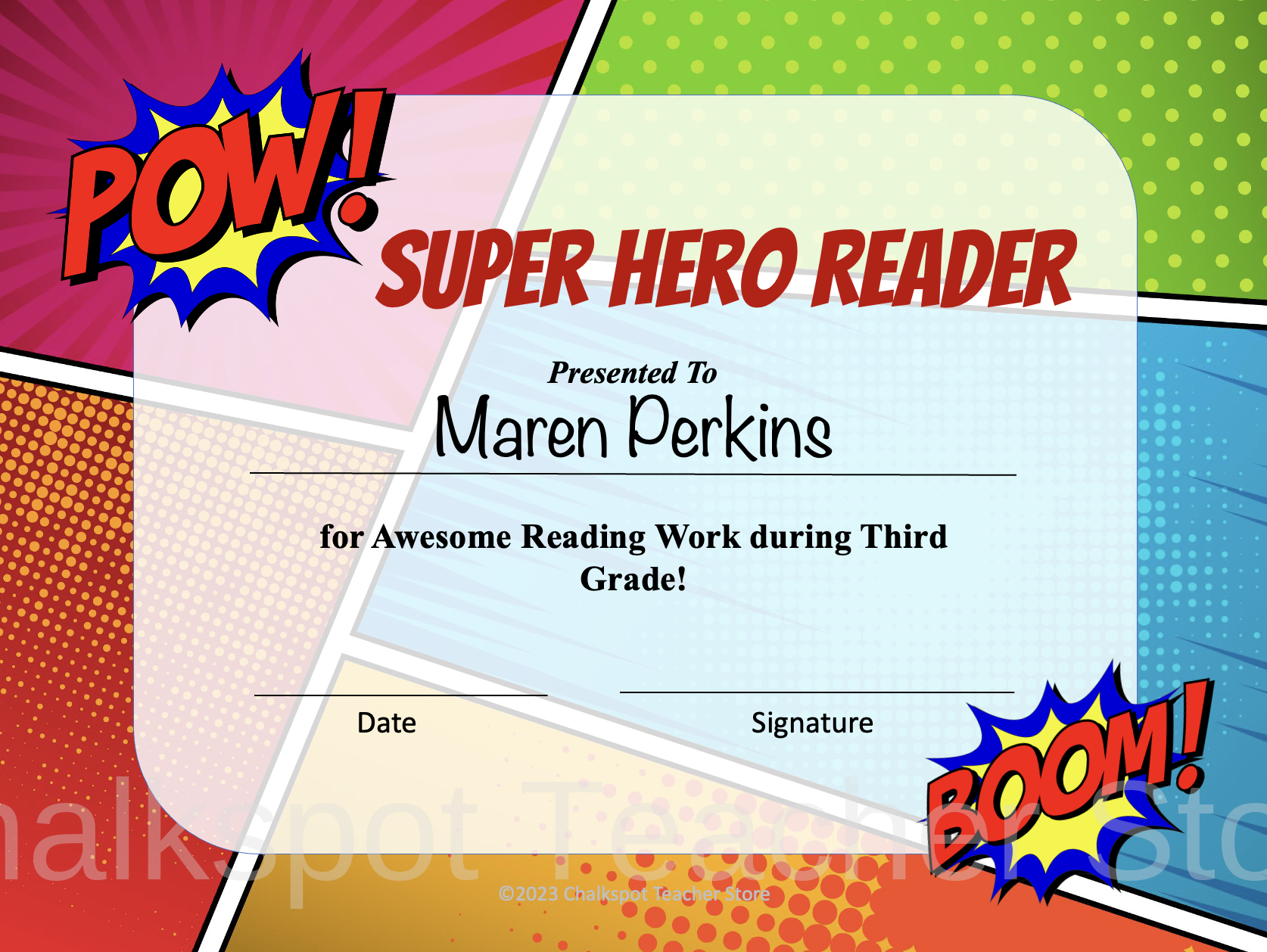 Super Hero Award Certificates